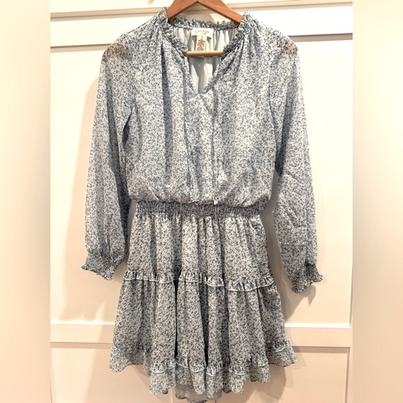 Jessica Simpson Long Sleeve Blue Floral Boho style Dress Size small - Picture 1 of 6